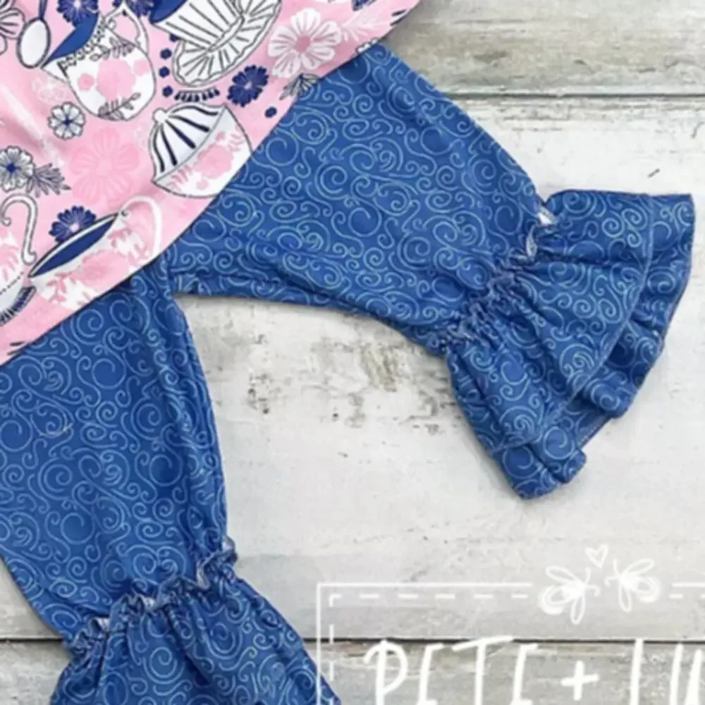 PETE + LUCY Vintage Tea 2 Piece Babydoll Top and Capris Set 2T